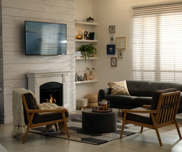 cozy livingroom after remodeling services with new furniture and decor